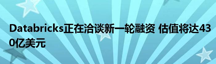 Databricks正在洽谈新一轮融资 估值将达430亿美元