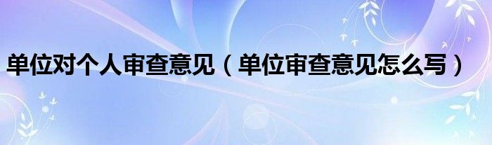 单位对个人审查意见(单位审查意见怎么写)