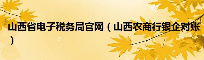 山西省电子税务局官网(山西农商行银企对账)