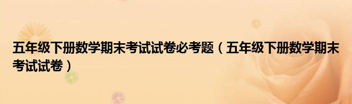 五年级下册数学期末考试试卷必考题(五年级下册数学期末考试试卷)