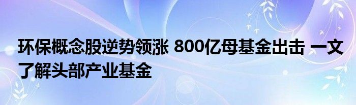 环保概念股逆势领涨 800亿母基金出击 一文了解头部产业基金
