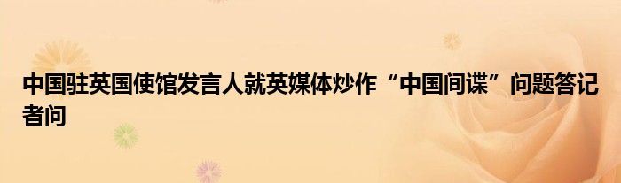中国驻英国使馆发言人就英媒体炒作“中国间谍”问题答记者问