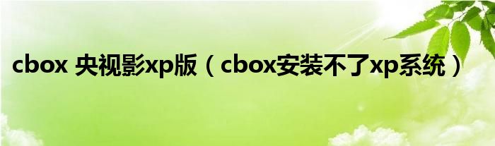 cbox 央视影xp版（cbox安装不了xp系统）