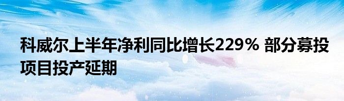 科威尔上半年净利同比增长229% 部分募投项目投产延期