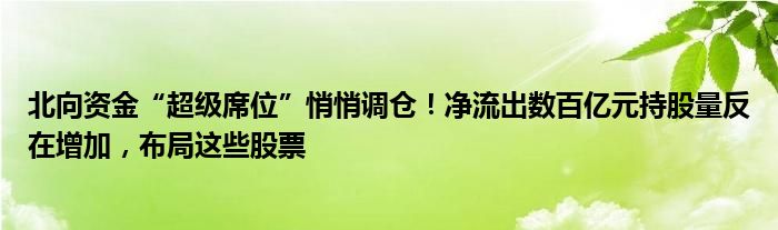 北向资金“超级席位”悄悄调仓!净流出数百亿元持股量反在增加,布局这些股票
