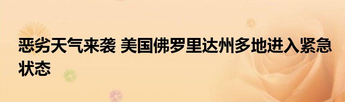 恶劣天气来袭 美国佛罗里达州多地进入紧急状态