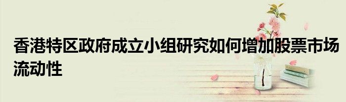 香港特区政府成立小组研究如何增加股票市场流动性