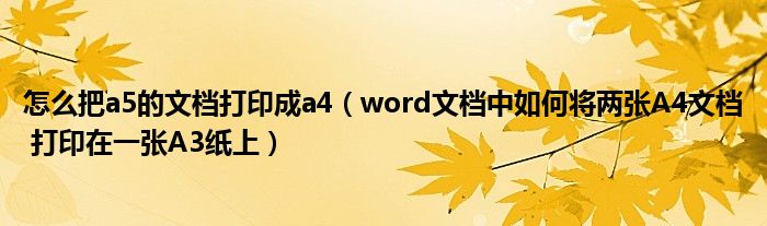 怎么把a5的文档打印成a4(word文档中如何将两张A4文档 打印在一张A3纸上)