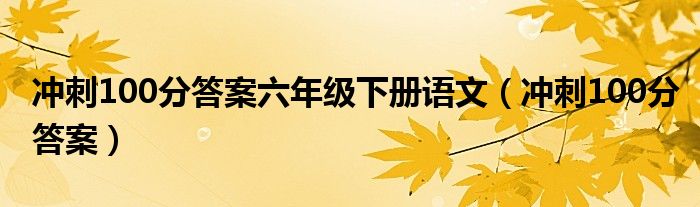 冲刺100分答案六年级下册语文(冲刺100分答案)
