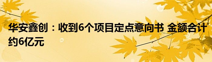 华安鑫创:收到6个项目定点意向书 金额合计约6亿元