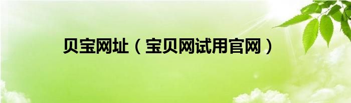 贝宝网址(宝贝网试用官网)