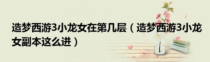 造梦西游3小龙女在第几层(造梦西游3小龙女副本这么进)