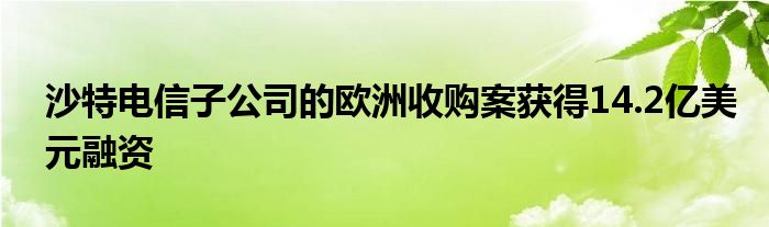沙特电信子公司的欧洲收购案获得14.2亿美元融资