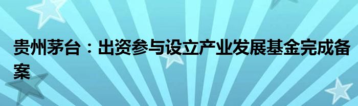 贵州茅台:出资参与设立产业发展基金完成备案