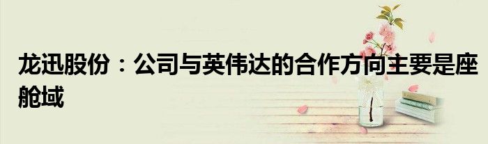 龙迅股份:公司与英伟达的合作方向主要是座舱域