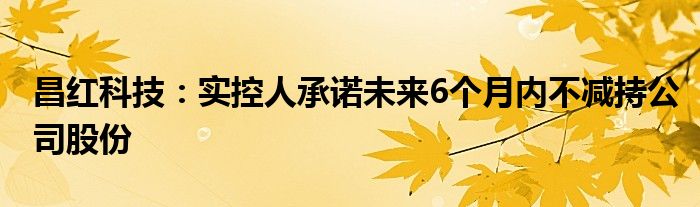 昌红科技:实控人承诺未来6个月内不减持公司股份