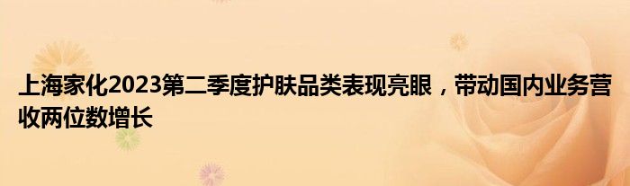 上海家化2023第二季度护肤品类表现亮眼,带动国内业务营收两位数增长