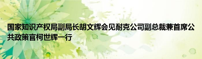 国家知识产权局副局长胡文辉会见耐克公司副总裁兼首席公共政策官柯世辉一行