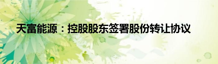 天富能源:控股股东签署股份转让协议