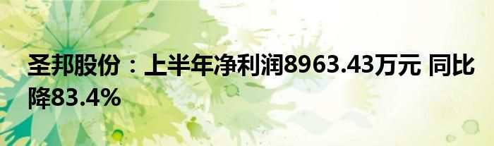 圣邦股份:上半年净利润8963.43万元 同比降83.4%