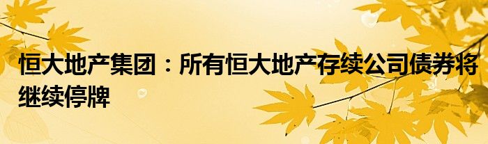 恒大地产集团:所有恒大地产存续公司债券将继续停牌