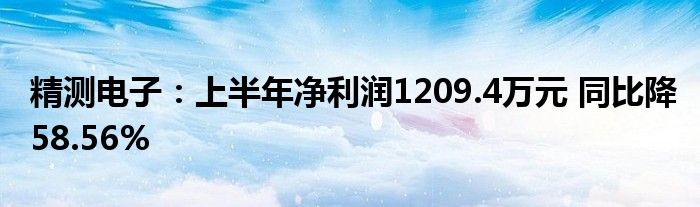 精测电子:上半年净利润1209.4万元 同比降58.56%