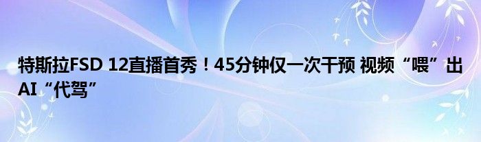 特斯拉FSD 12直播首秀!45分钟仅一次干预 视频“喂”出AI“代驾”