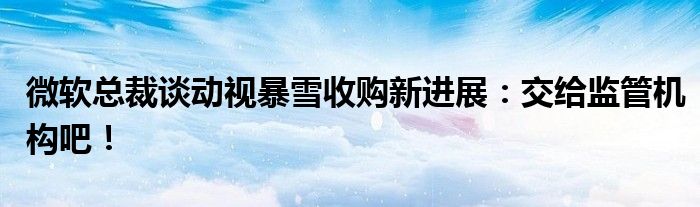 微软总裁谈动视暴雪收购新进展:交给监管机构吧!