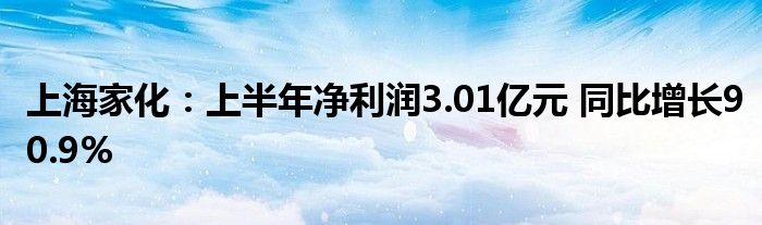 上海家化:上半年净利润3.01亿元 同比增长90.9%