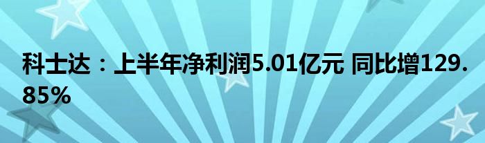 科士达:上半年净利润5.01亿元 同比增129.85%