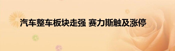 汽车整车板块走强 赛力斯触及涨停