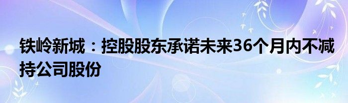 铁岭新城:控股股东承诺未来36个月内不减持公司股份