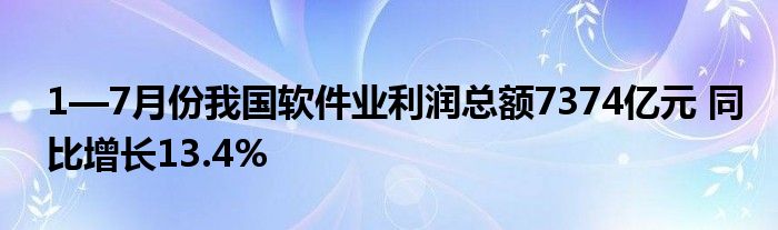 1—7月份我国软件业利润总额7374亿元 同比增长13.4%