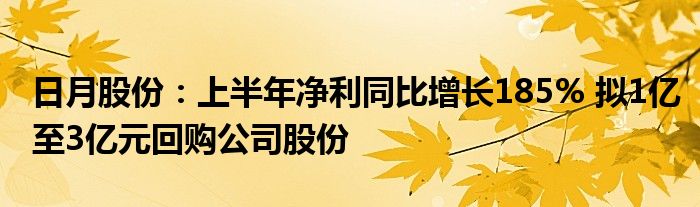 日月股份:上半年净利同比增长185% 拟1亿至3亿元回购公司股份
