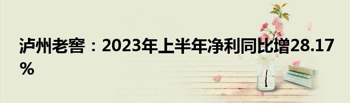 泸州老窖：2023年上半年净利同比增28.17%