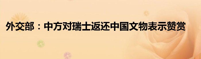 外交部:中方对瑞士返还中国文物表示赞赏