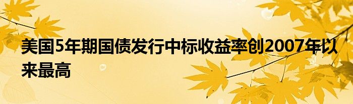 美国5年期国债发行中标收益率创2007年以来最高