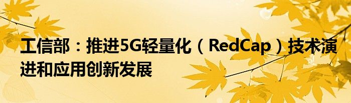 工信部:推进5G轻量化(RedCap)技术演进和应用创新发展