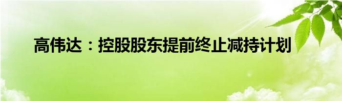 高伟达:控股股东提前终止减持计划