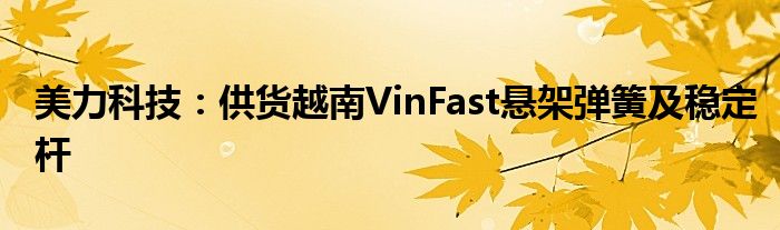 美力科技：供货越南VinFast悬架弹簧及稳定杆