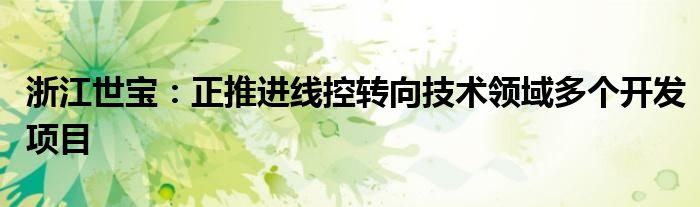 浙江世宝:正推进线控转向技术领域多个开发项目