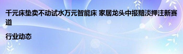千元床垫卖不动试水万元智能床 家居龙头中报黯淡押注新赛道|行业动态