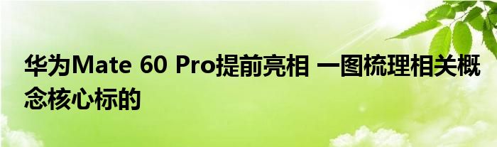 华为Mate 60 Pro提前亮相 一图梳理相关概念核心标的
