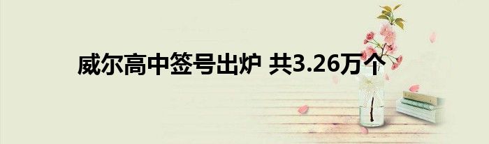 威尔高中签号出炉 共3.26万个