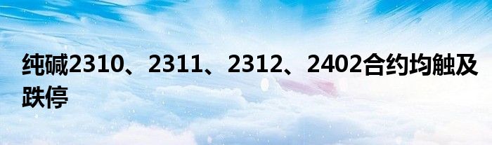纯碱2310、2311、2312、2402合约均触及跌停
