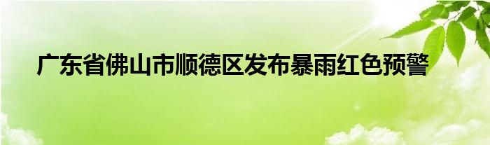 广东省佛山市顺德区发布暴雨红色预警
