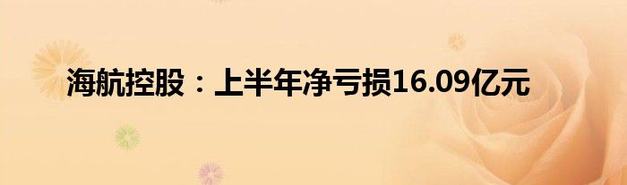 海航控股：上半年净亏损16.09亿元