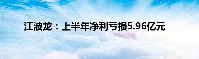 江波龙:上半年净利亏损5.96亿元