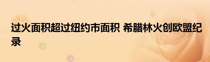 过火面积超过纽约市面积 希腊林火创欧盟纪录
