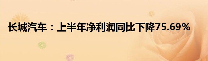 长城汽车：上半年净利润同比下降75.69%